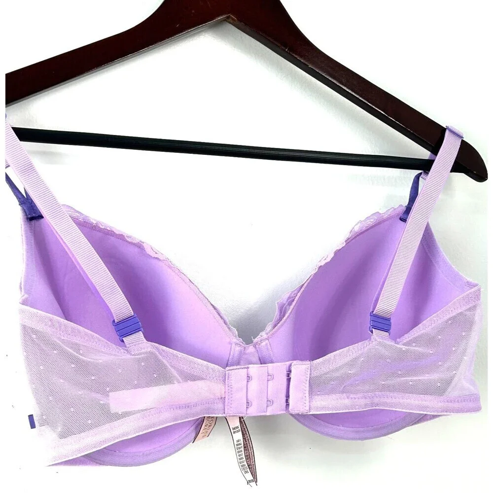 New Victorias Secret VS Womens Lined Demi Light Purple Lace Underwire Bra 36DD - Picture 6 of 10